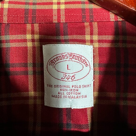 Brooks Brothers Shirt Mens Large Button Down The Original Polo Red Plaid Non Iro - Picture 6 of 8